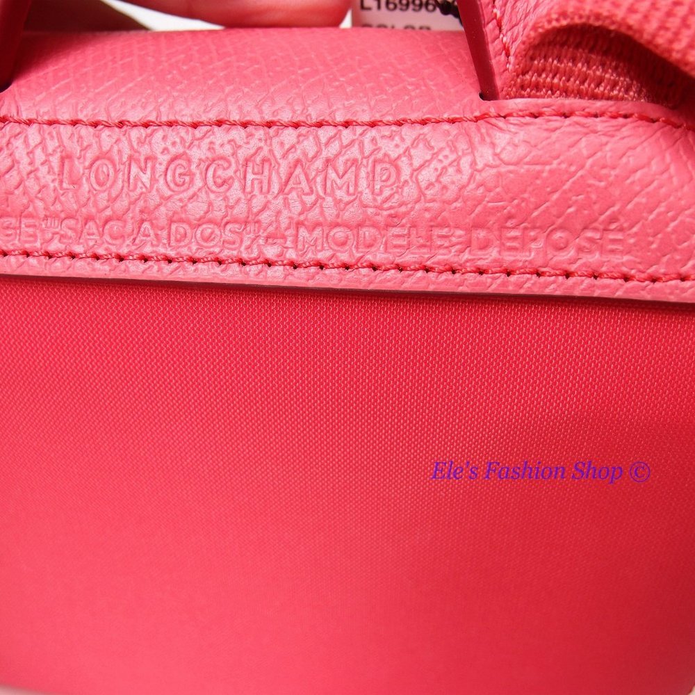 NWT LONGCHAMP Le Pliage Club Nylon Travel Backpack Pomegranate Pink AUTHENTIC - Picture 8 of 13